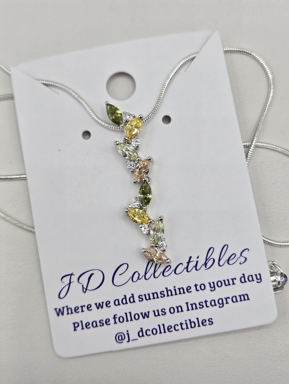 Swarovski Crystal Elements Silver Statement Necklace Green Yellow 19 inch Prom